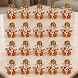 Set of fifteen acrylic ganesha idols with white body orange dhoti and golden crown for home temple and festival decor