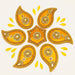 Golden acrylic ornamental rangoli set with intricate beadwork and central gemstone accents for diwali decor