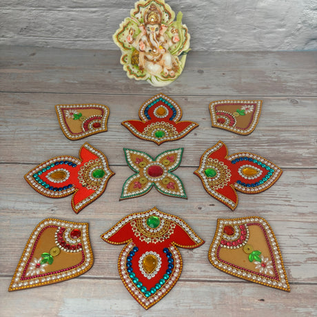 Acrylic rangoli set indian traditional handmade reusable