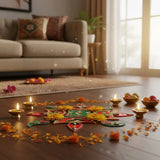 Acrylic Rangoli Set Indian Traditional Handmade Reusable Rangoli Diwali Navratri Home Temple Decor Floor Table Decoration - Deepawali Wedding Housewarming Gift Pack of 1 (12 Inches) - LoveNspire