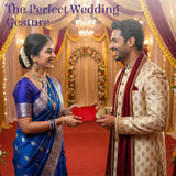 Red paisley shagun money envelope with gold ornate detailing