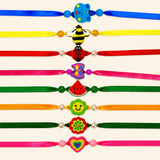 Colorful animal theme handmade rakhis with satin ribbons and adjustable threads for Raksha Bandhan protection gift