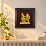 Annam wall hanging brass modern wooden framed golden peacock artwork with intricate detailing for home office decor