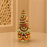 Artificial mangal kalash with vibrant red green gold and white beads conical top for pooja and wedding decor