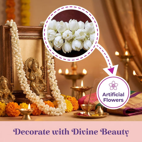 4 strings artificial jasmine buds garland for Diwali Eid wedding decor