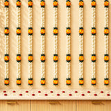 Set of 2 artificial jasmine flower garlands in white with orange and green accents for wedding and festive decor