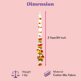 A 2-foot-long floral garland made of cotton mix fabric with vibrant white red yellow and green flowers for diwali decor