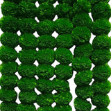Set of 5 strings artificial marigold garland with green moss pom-poms arranged in a grid for wedding and home decor