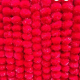 Set of 5 strings artificial marigold garland with bright red fluffy pom-poms for wedding and home decor