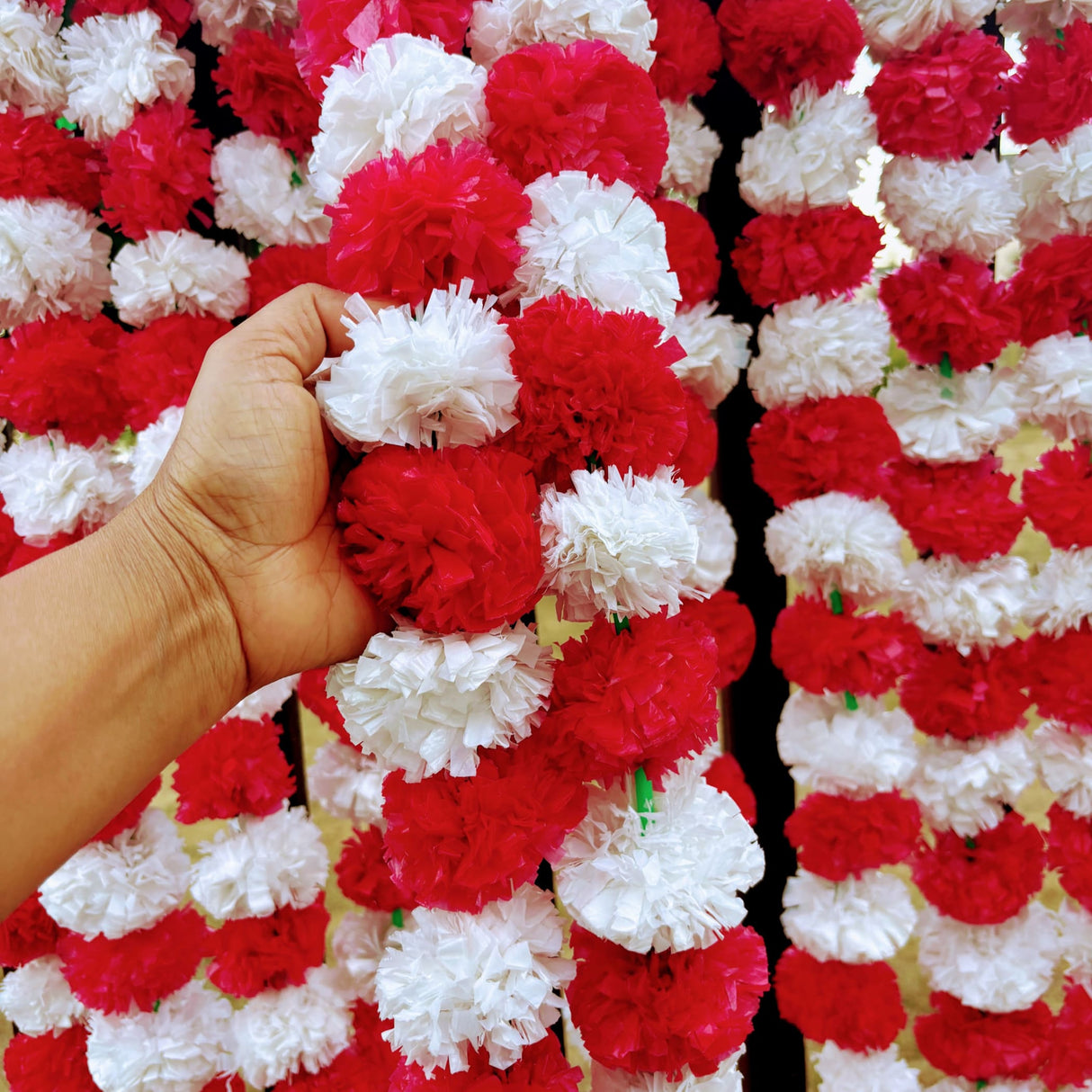 Artificial marigold flowers garland bandhanwar string