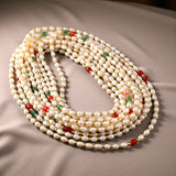 Handmade Barati Swagat Mala with artificial moti pearls, colorful accents, and gold beads for weddings