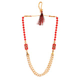 6/24 Ct. Barati Swagat Mala artificial moti pearl necklace with red beads and gold accents