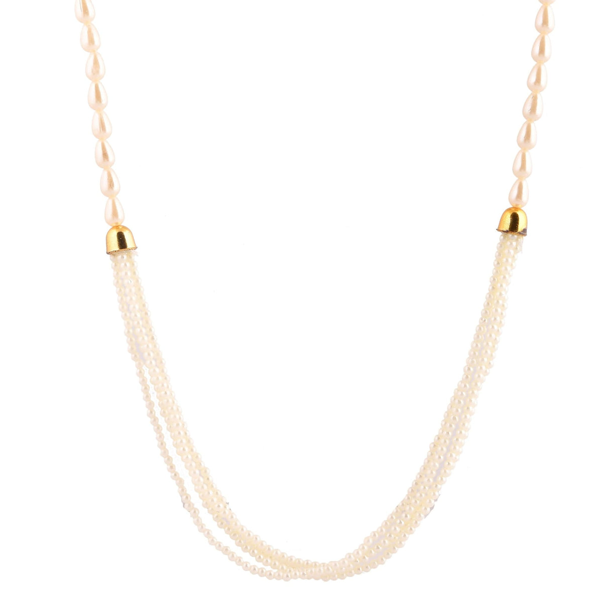 Cream-colored woven Barati Swagat Mala necklace with gold accents