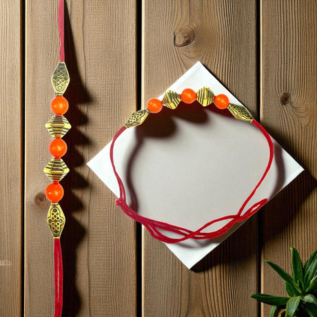 Rakhi for Brother Bead Rakhi with Roli Chawal Raksha Bandhan Card - Rakhi for Bhai Bhabhi Sister In Law Rakshabandhan Celebration - LoveNspire