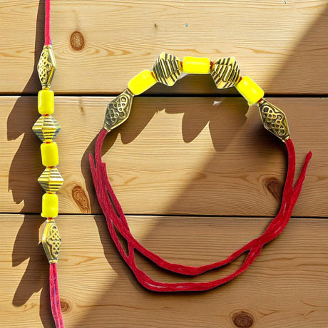 Rakhi for Brother Bead Rakhi with Roli Chawal Raksha Bandhan Card - Rakhi for Bhai Bhabhi Sister In Law Rakshabandhan Celebration - LoveNspire