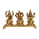 Laxmi ganesh saraswati statue brass religious figurine