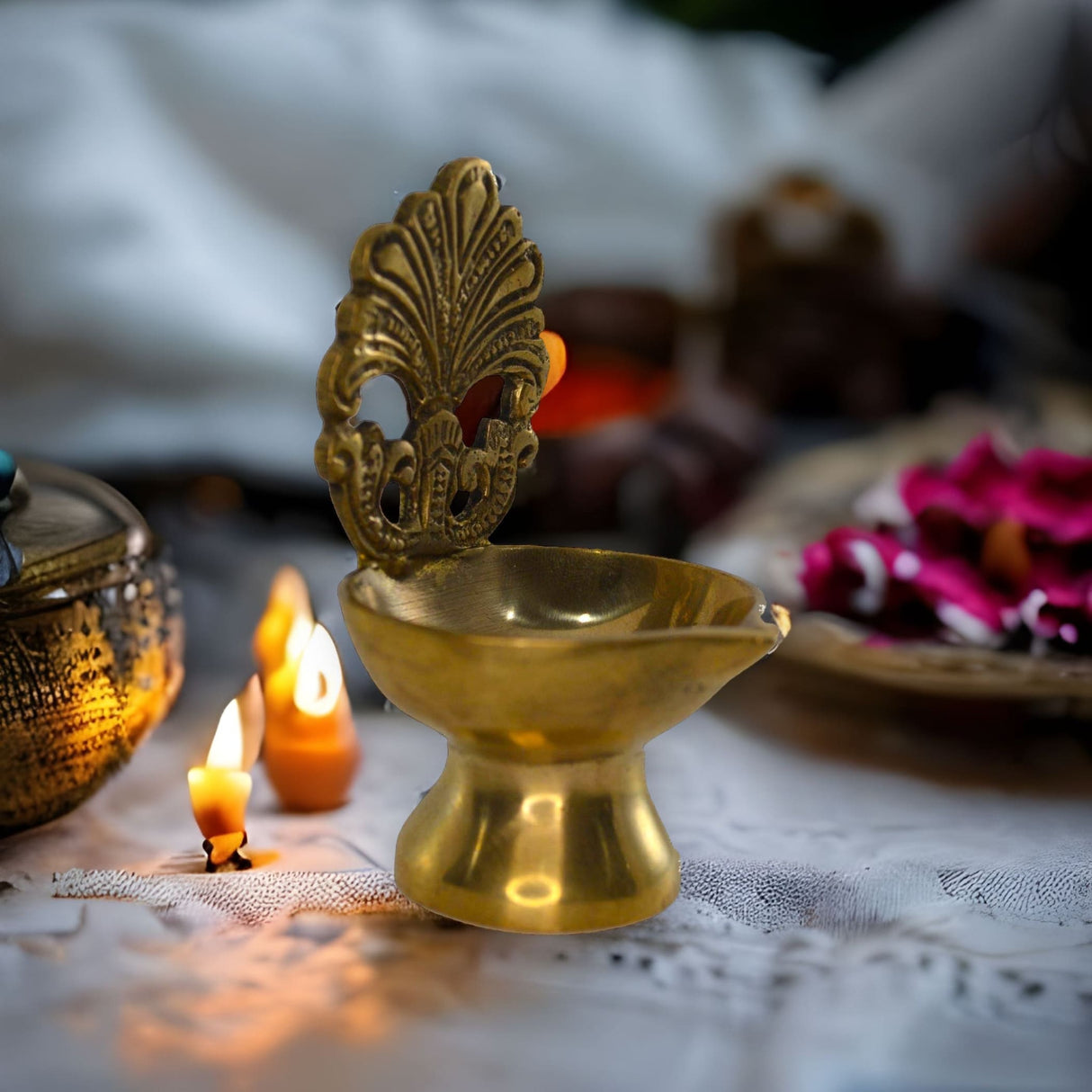 Brass diya indian deepam vilakku samai oil lamps for home