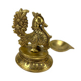 Brass peacock diya annam deepak idol oil lamp deepam