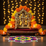 Brass Ram Darbar Statue Hindu Religious Lord Rama Laxman Sita Hanuman Idol for Pooja Home Decor Indian Festivals Diwali Housewarming Gift - Rama Murti Sculpture (4.9 Inches) - LoveNspire