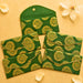 Brocade fabric money envelopes in green and gold paisley with lace trim for shagun lifafa cash gifts and savings