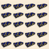 Blue and gold patterned brocade fabric jewelry box 8x4x1.5 inches for indian muslim pakistani wedding favors