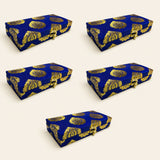 Blue and gold brocade fabric rectangular gift boxes with metallic clasps for indian muslim pakistani wedding favors