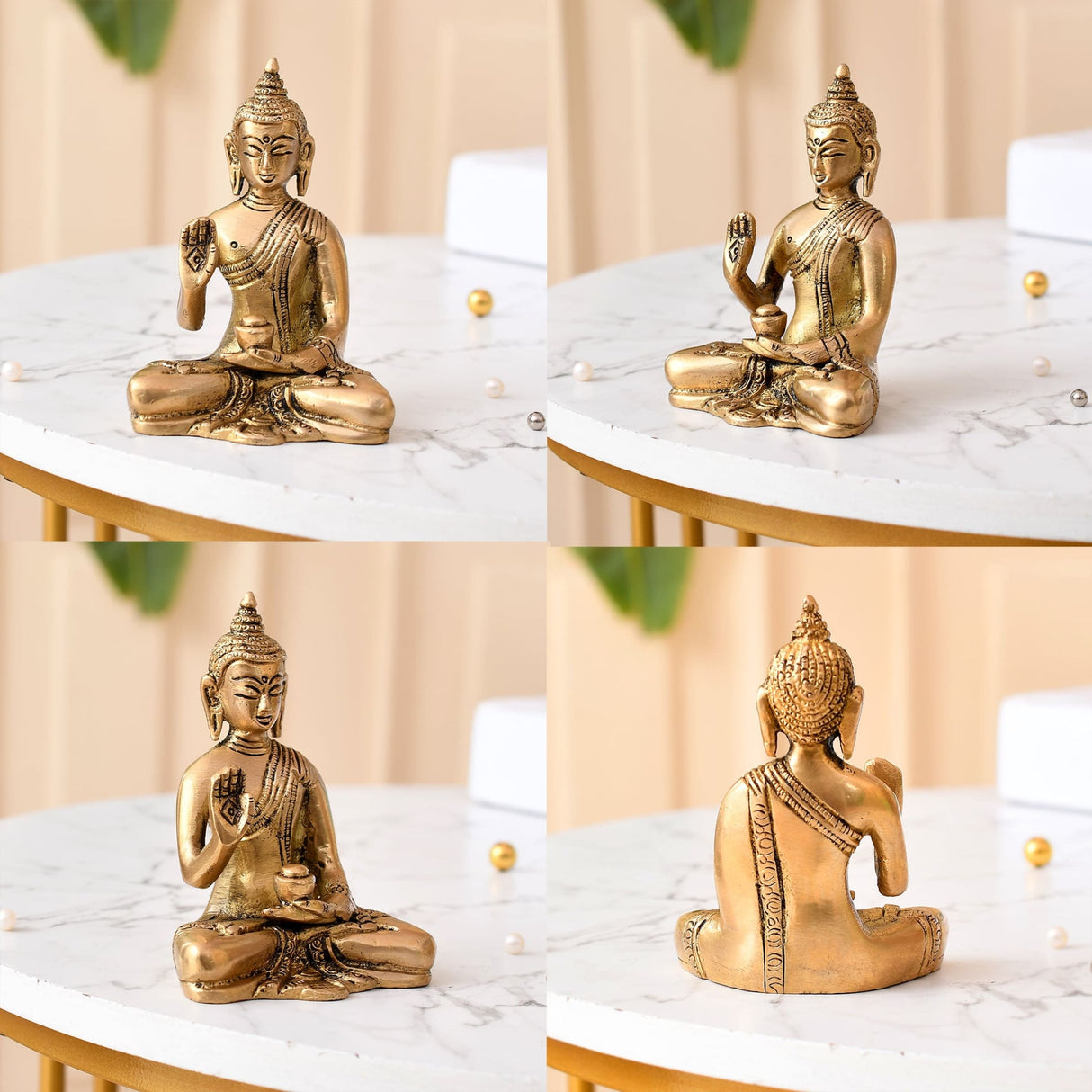 Buddha statue 4 inch brass idol sculpture for home living