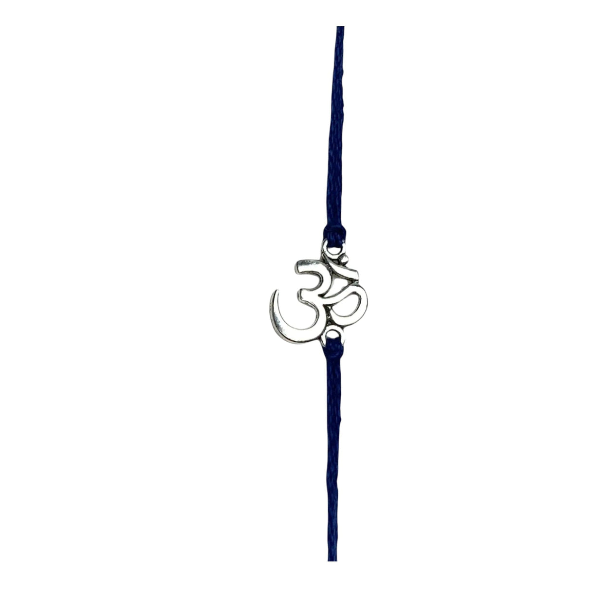 Silver Om symbol pendant on navy blue cord, Bulk Aum Om Rakhi for Raksha Bandhan
