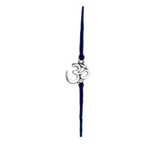 Silver Om symbol pendant on navy blue cord, Bulk Aum Om Rakhi for Raksha Bandhan