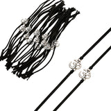 Black cord bracelet with silver-toned om symbol charm for traditional raksha bandhan gift and brother’s protection