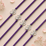 Purple cord bracelets with silver om symbol charms bulk om rakhi for bhaiya and bhabhi traditional protection gift