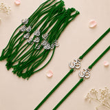 Green cord bracelets with silver om symbol charms bulk om rakhi for bhaiya and bhabhi traditional raksha bandhan gift