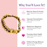 Gold Rudraksha bracelet for men with 5-mukhi beads and stainless steel links