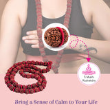 54-bead Panchmukhi Rudraksha Kantha Mala with red cord, back view