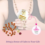 Golden Trishul 32-bead 5-face Rudraksha Mala Necklace with Gold Clasp