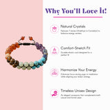 A colorful double-layered beaded chakra bracelet for men and women with natural orange purple blue and brown stones