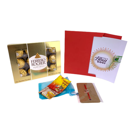 Chocolate bhai dooj rakhi with tika and roli for brother