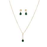 Cz Classic Pendant Set with Gold Plating Jewelry Traditional Jewelry Matte Gold Necklace South Indian Jewelry Adjustable Slider Pendant Necklace for Women Bridal Wedding Jewelry - LoveNspire