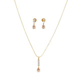 Cz Classic Pendant Set with Gold Plating Jewelry Traditional Jewelry Matte Gold Necklace South Indian Jewelry Adjustable Slider Pendant Necklace for Women Bridal Wedding Jewelry - LoveNspire