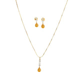 Cz Classic Pendant Set with Gold Plating Jewelry Traditional Jewelry Matte Gold Necklace South Indian Jewelry Adjustable Slider Pendant Necklace for Women Bridal Wedding Jewelry - LoveNspire