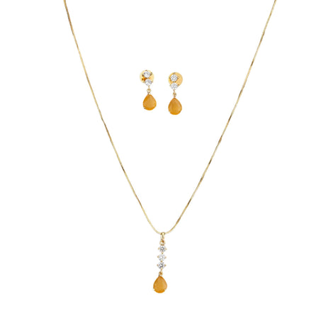 Cz Classic Pendant Set with Gold Plating Jewelry Traditional Jewelry Matte Gold Necklace South Indian Jewelry Adjustable Slider Pendant Necklace for Women Bridal Wedding Jewelry - LoveNspire