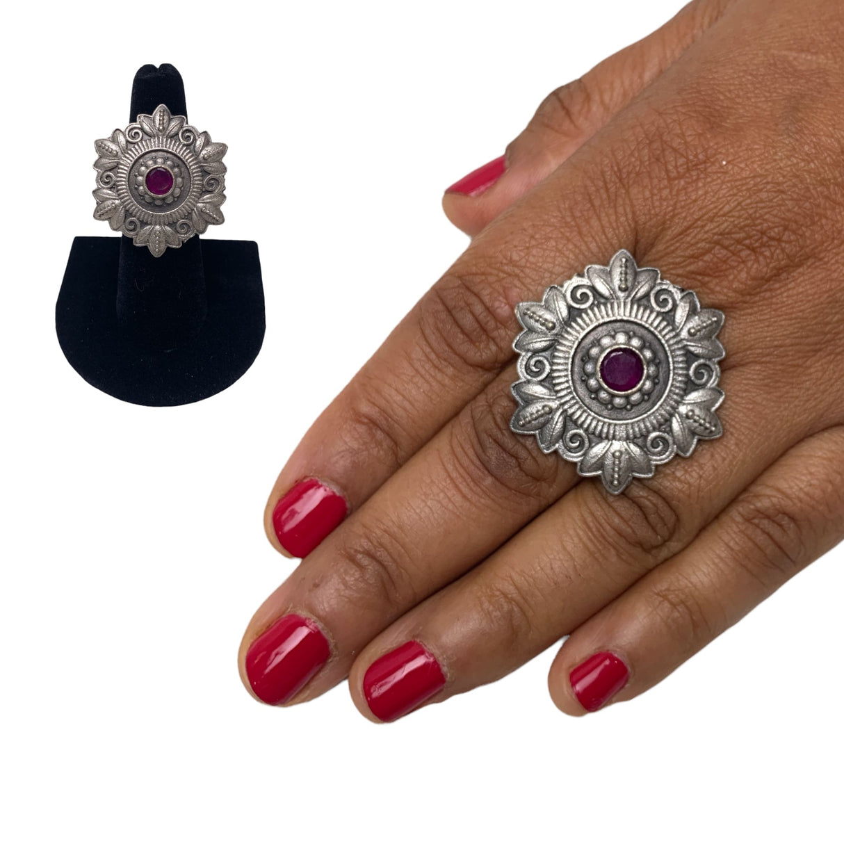 Classic ring with oxidised plating women rings for girls