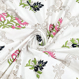 Indian hand block printed 100% cotton sheet with vibrant floral pattern