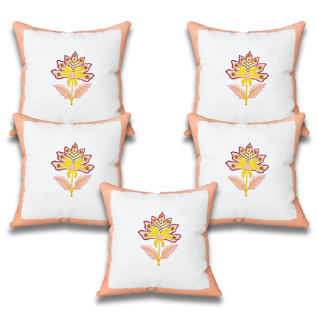Set of 6 100% cotton 16x16 inch hand block printed floral lotus pillow covers