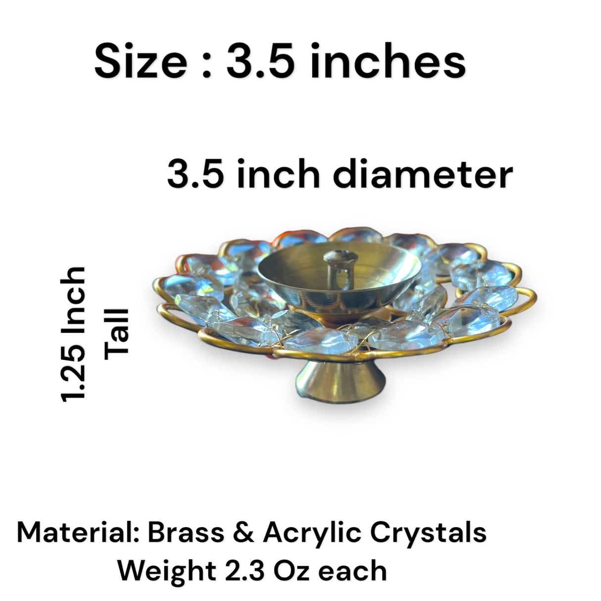 Brass crystal diya decorative acrylic floral shape diwali