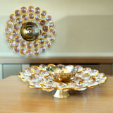 Brass crystal diya decorative acrylic floral shape diwali