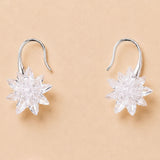 Clear star-shaped crystal dangle earrings with silver hooks in trendy Bollywood style for women birthday gift