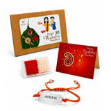Personalized stainless steel name rakhi bracelet with orange braided cord and engraved silver plate for brother Raksha Bandhan gift