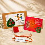 Orange braided cord personalized stainless steel name rakhi bracelet engraved with aiden for Indian Raksha Bandhan gift