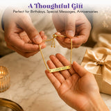 Gold-colored adjustable string chain bracelet with engraved metal bar charm i love you minimalist personalized gift